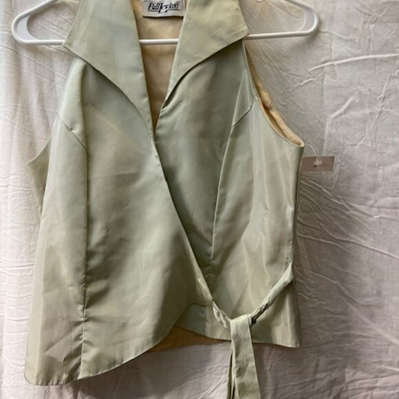 BillLevKoff Chiffon Sleeveless light green top - Picture 4 of 5